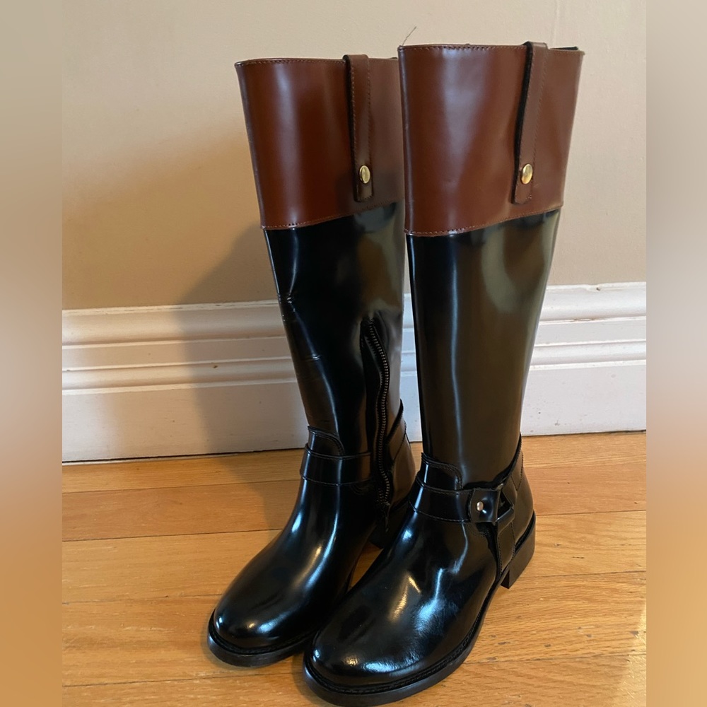 Brand new Chateau leather boots. Never worn! Size 7. Black and Tan.